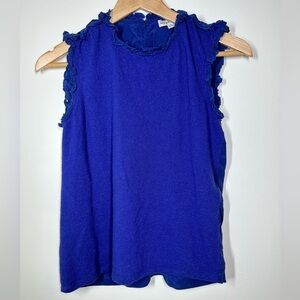 SEE by Chloe Royal Blue Wool and Silk Ruffle Tank Size 4